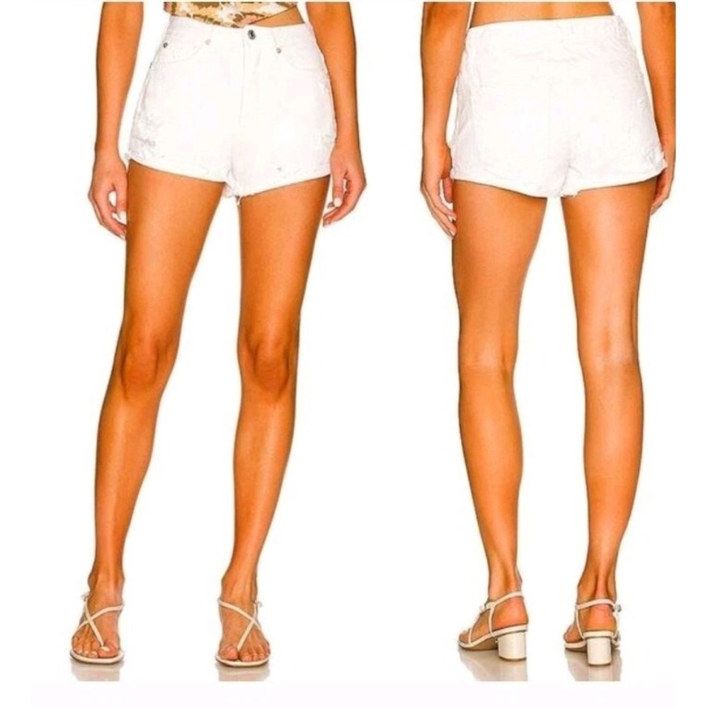 Free People Lasso Denim Jean Distressed Shorts Optic White Women's Size 29 NWT
